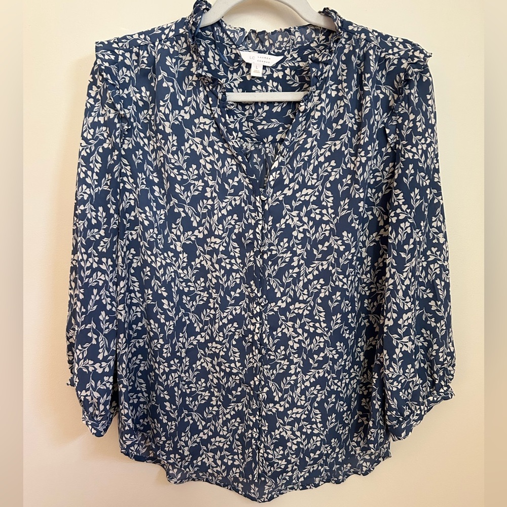 Long sleeve blouse, Lauren Conrad Size L, Blue
